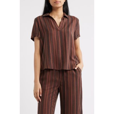 Cloth & Stone Cloth & Stone Collared Stripe Short Sleeve Shirt