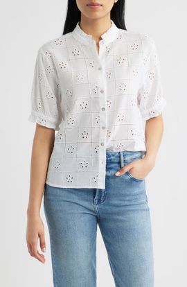 Cloth & Stone Cloth & Stone Eyelet Embroidery Woven Shirt