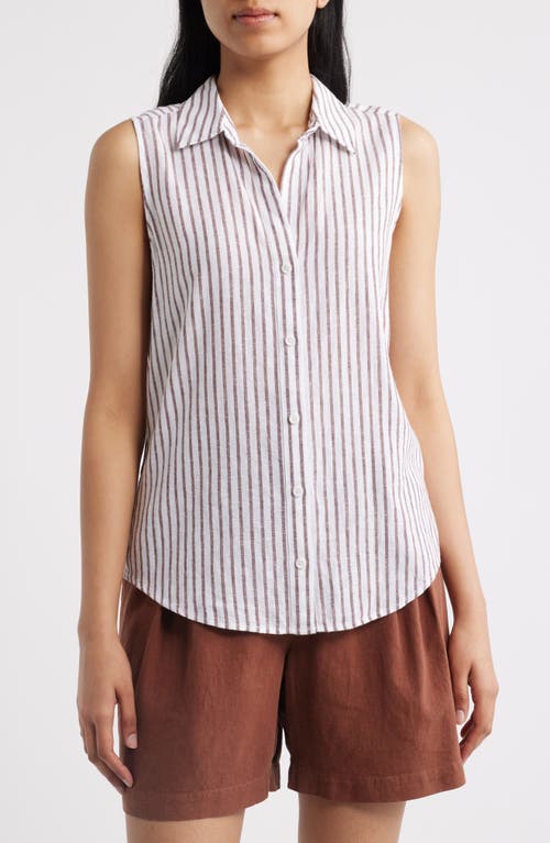 Cloth & Stone Cloth & Stone Split Back Stripe Sleeveless Button-Up Shirt