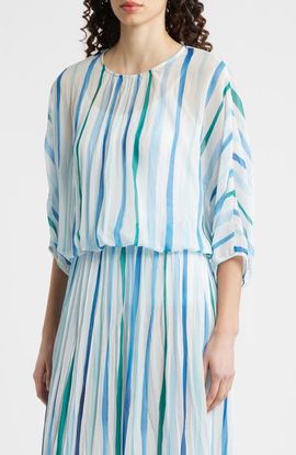 Cloth & Stone Cloth & Stone Stripe Pleated Dolman Sleeve Top