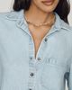 Cloth & Stone Cropped Denim Buttondown Shirt - 2