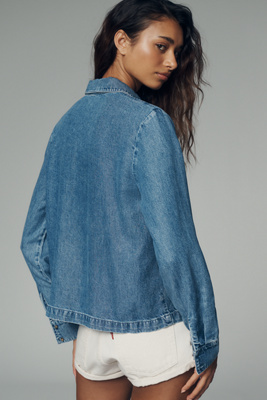Cloth & Stone - Zip-Front Denim Shirt Top