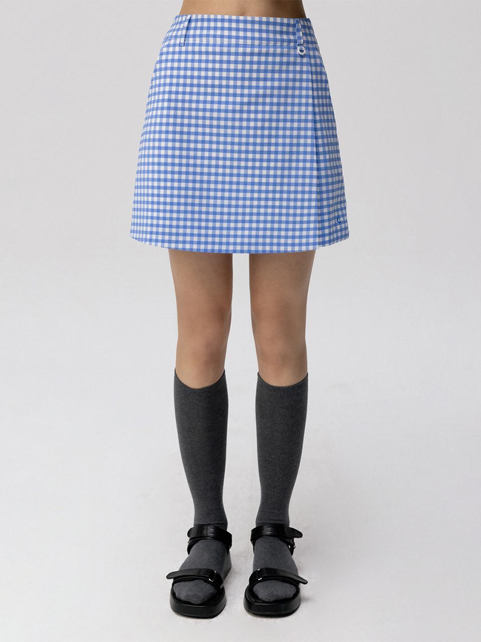 CLOVE Gingham Wrap Shorts (Sky Blue)