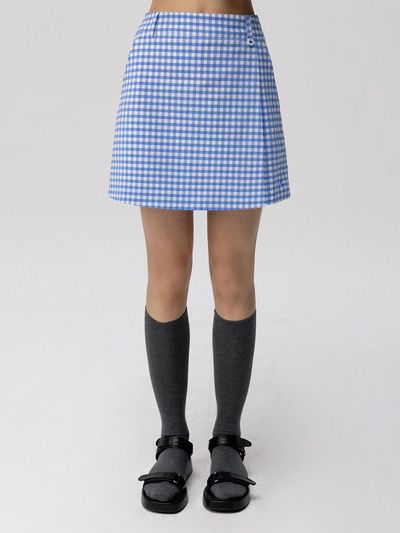 CLOVE Gingham Wrap Shorts (Sky Blue)