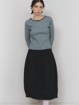 CLUNY Tulip Volume Long Maxi Skirt [Black]