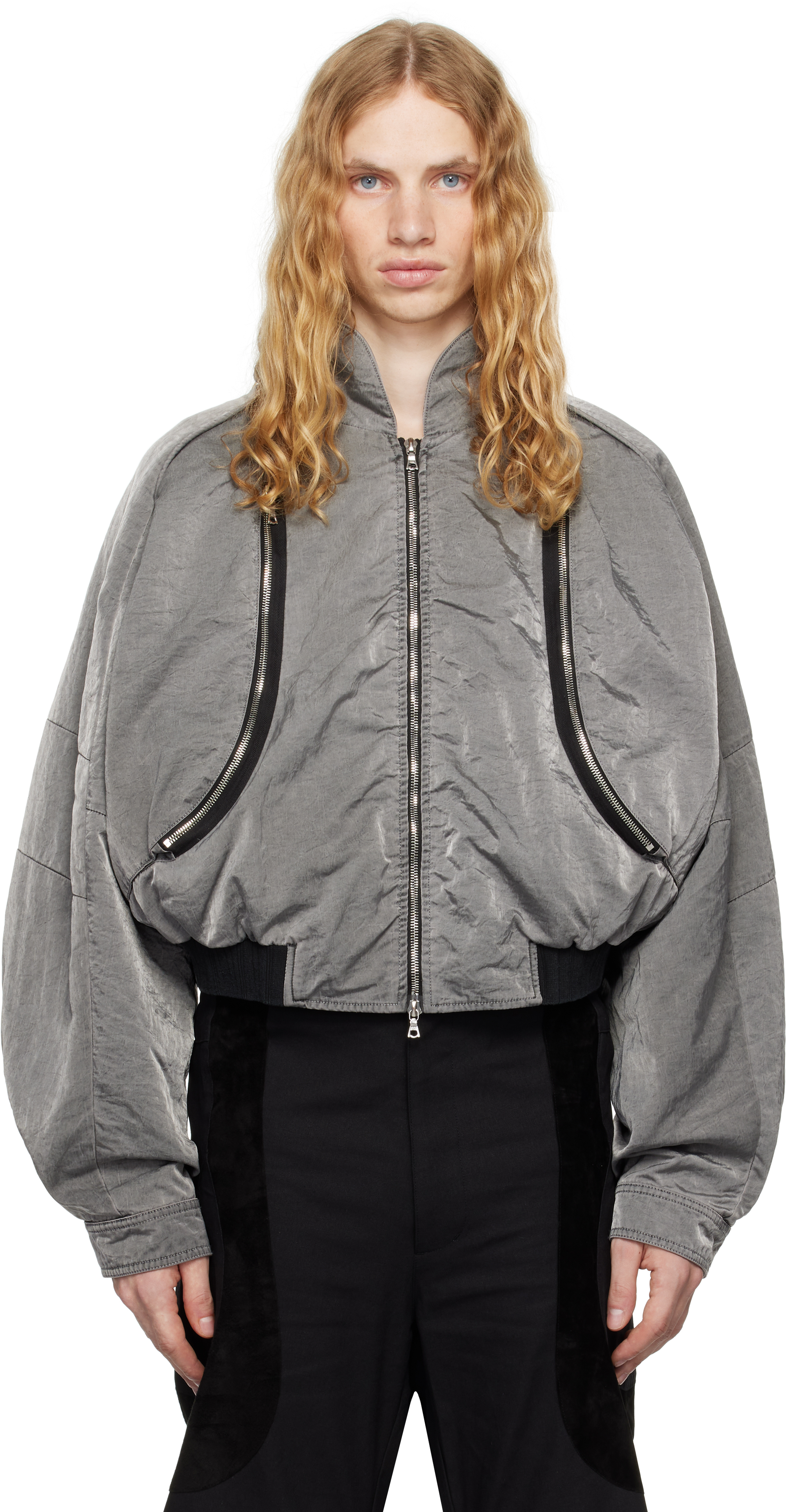 CMMAWEAR - Gray Anatomical Parachute Bomber Jacket