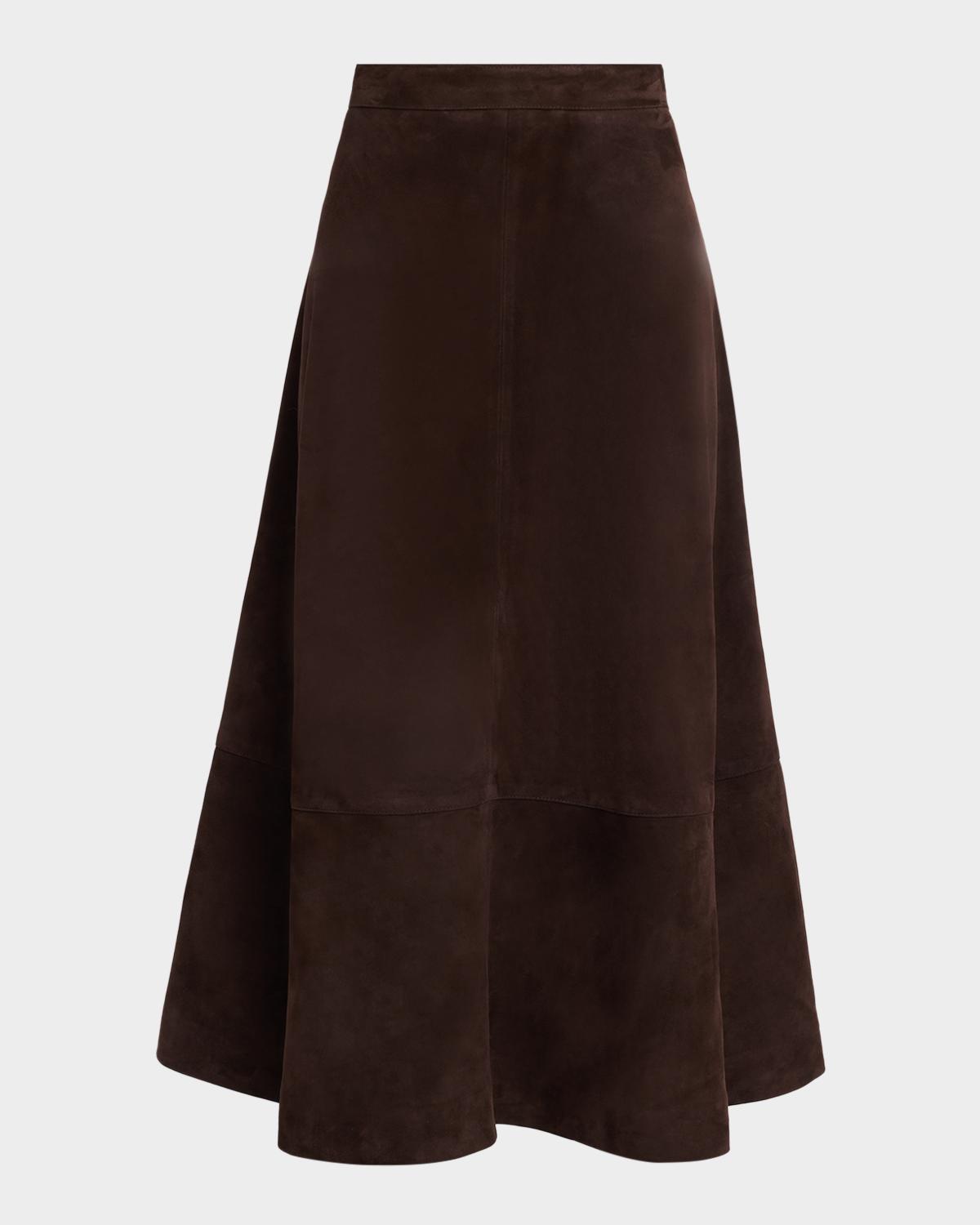 Co Circle-Cut Suede Midi Skirt
