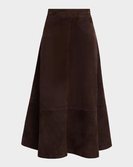 Co Circle-Cut Suede Midi Skirt