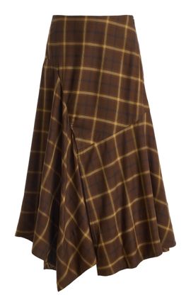 Co Co Asymmetric Check Plaid Full Skirt
