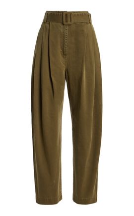 Co Co Cotton Pleated Belted Pants