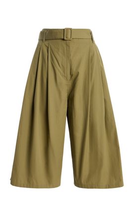 Co Co Cotton Sateen Pleated Culotte Pants