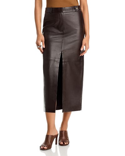 Co Co Double Slit Leather Pencil Skirt
