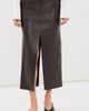 CO CO Double Slit Leather Pencil Skirt Chocolate - 2