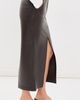 CO CO Double Slit Leather Pencil Skirt Chocolate - 4