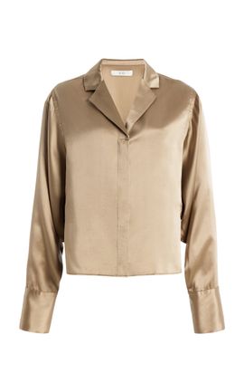Co Co Silk Charmeuse Relaxed VNeck Shirt