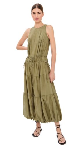 CO CO Soft Gathered Turn Up Dress Aloe