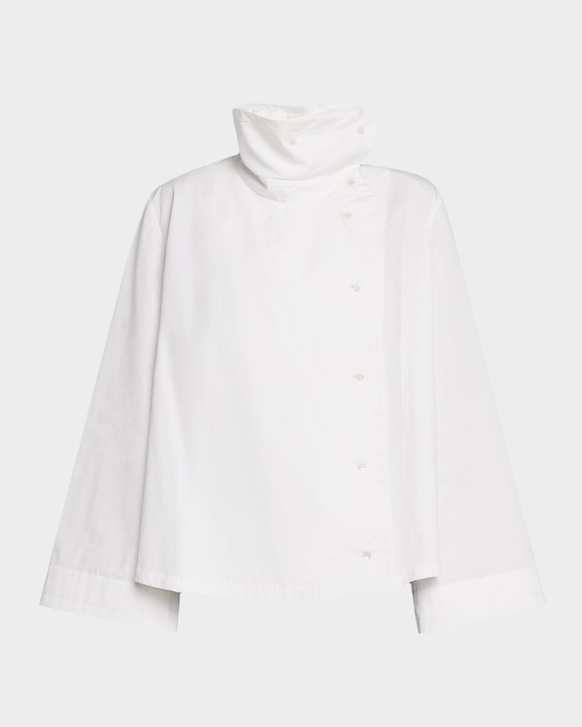 Co Draped Collar Cotton-Silk Shirt