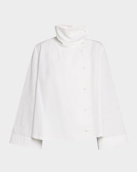 Co Draped Collar Cotton-Silk Shirt