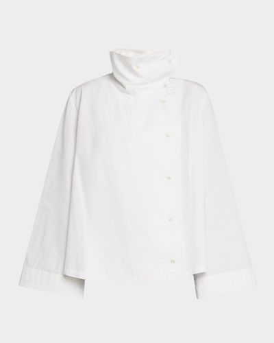 Co Draped Collar Cotton-Silk Shirt