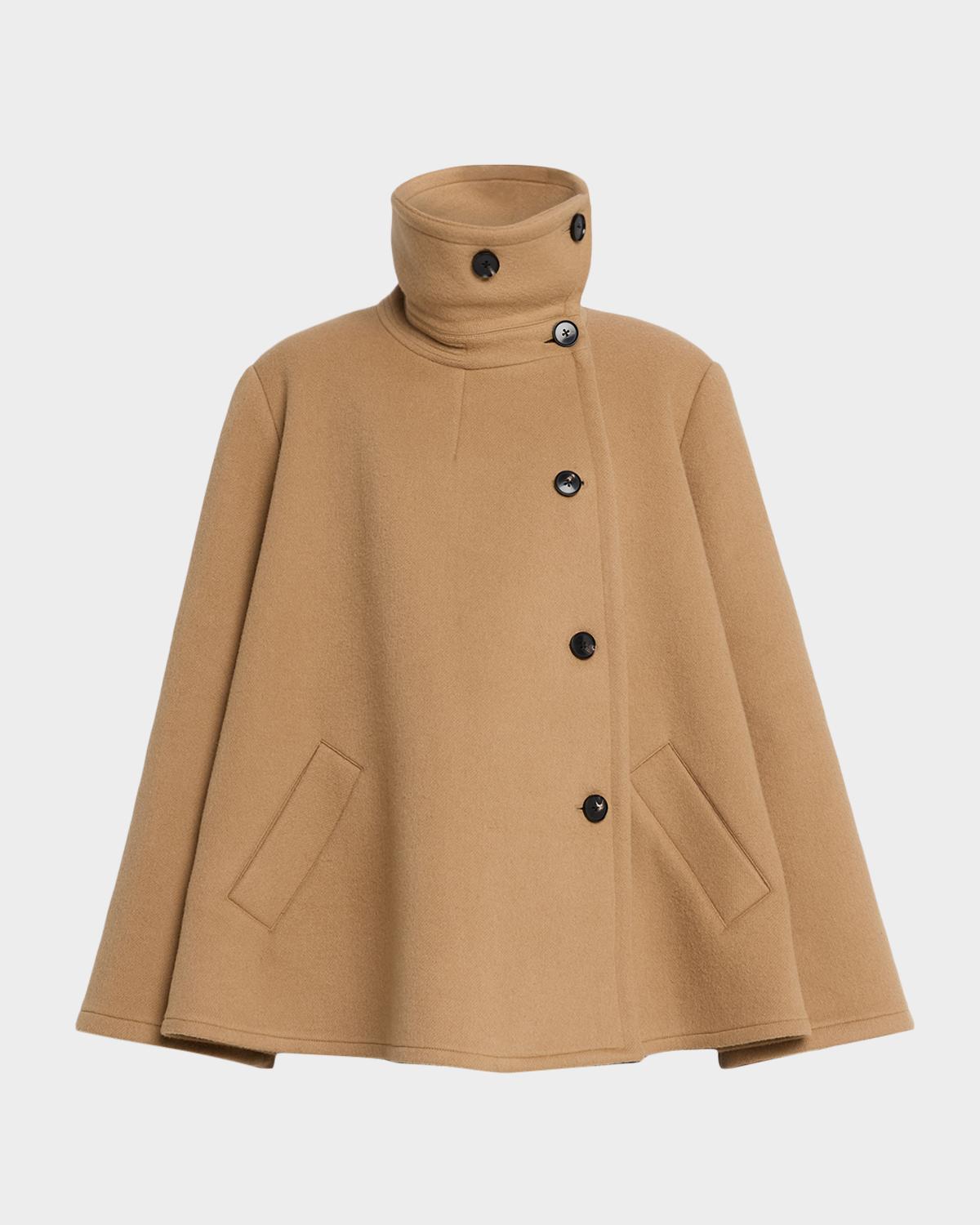 Co Draped Collar Wool-Cashmere Swing Coat