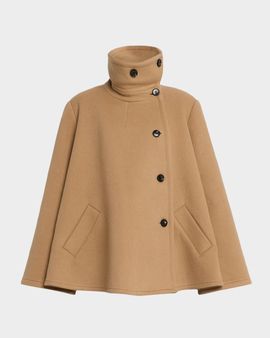 Co Draped Collar Wool-Cashmere Swing Coat