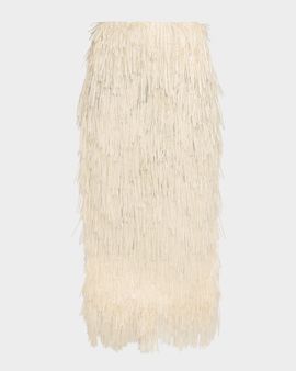Co Fringe Raffia Midi Skirt