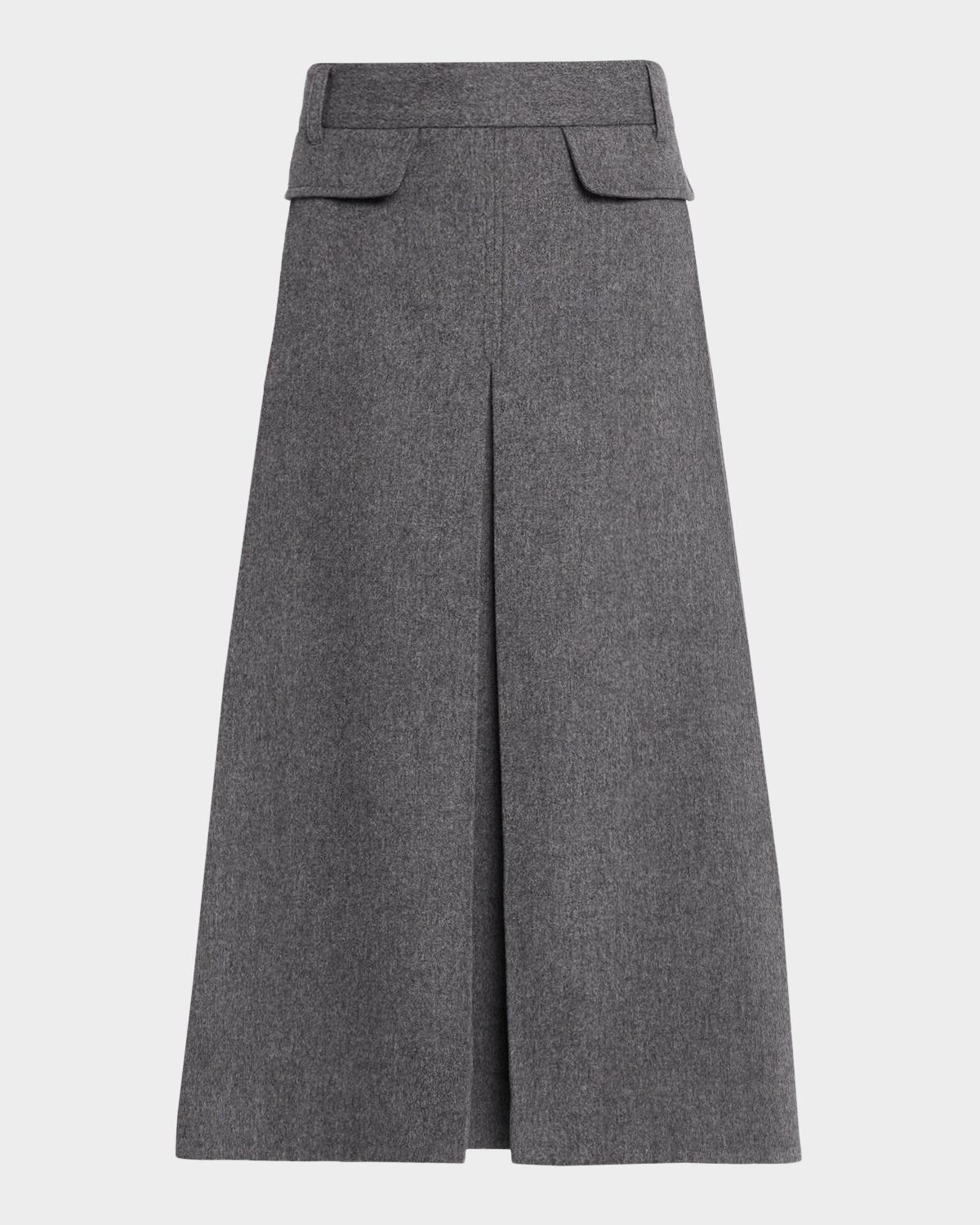 Co Front Pocket Pleated Wool-Cashmere Midi Skirt