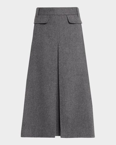Co Front Pocket Pleated Wool-Cashmere Midi Skirt