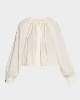 Co Gathered Drawstring-Hem Blouson Shirt