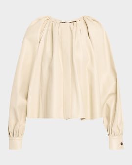 Co Gathered Leather Long-Sleeve Shirt
