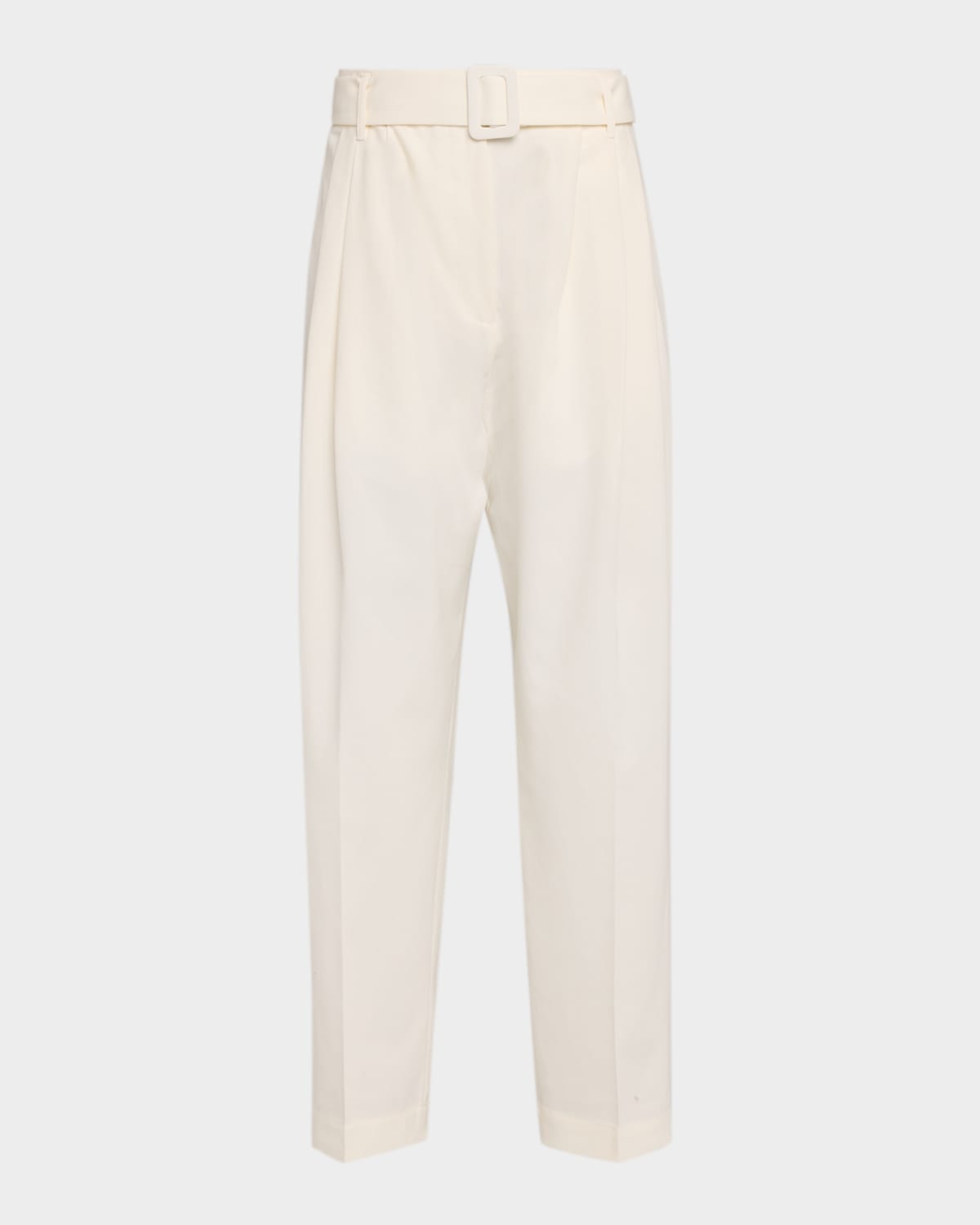 Co Pleated Cotton Tapered-Leg Ankle Pants With Belt