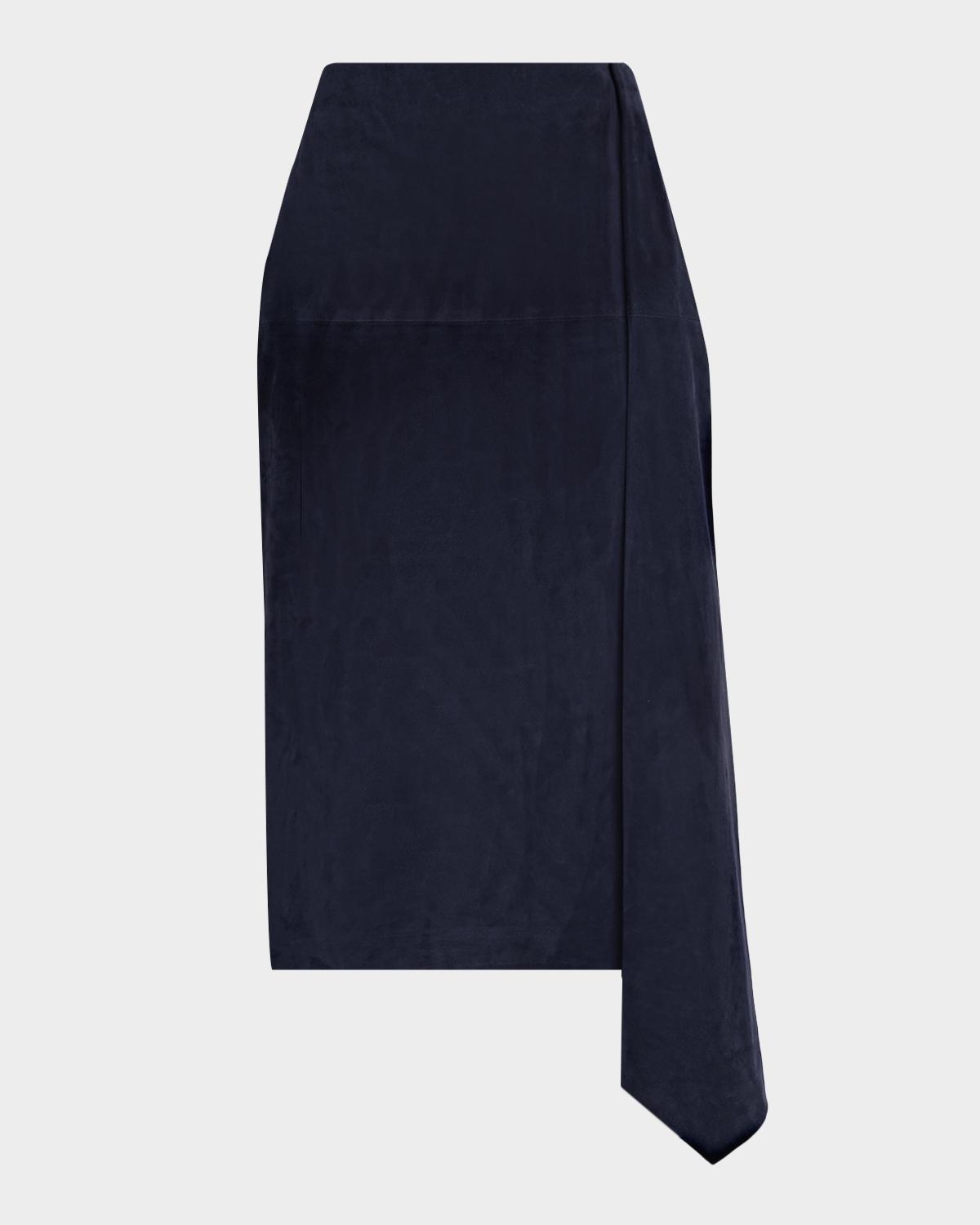 Co Scarf Pleat Suede Midi Skirt