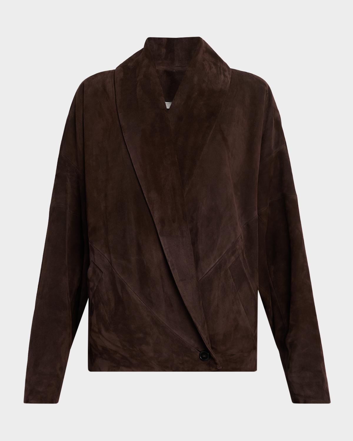 Co Shawl-Lapel Suede Wrap Jacket