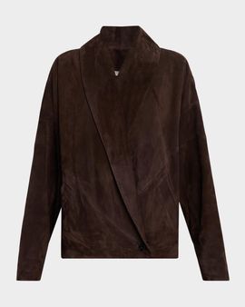 Co Shawl-Lapel Suede Wrap Jacket