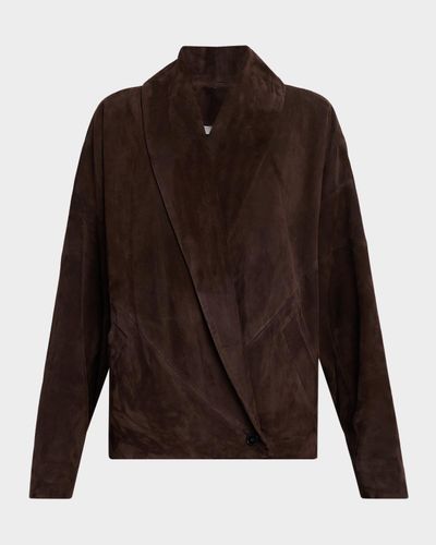 Co Shawl-Lapel Suede Wrap Jacket
