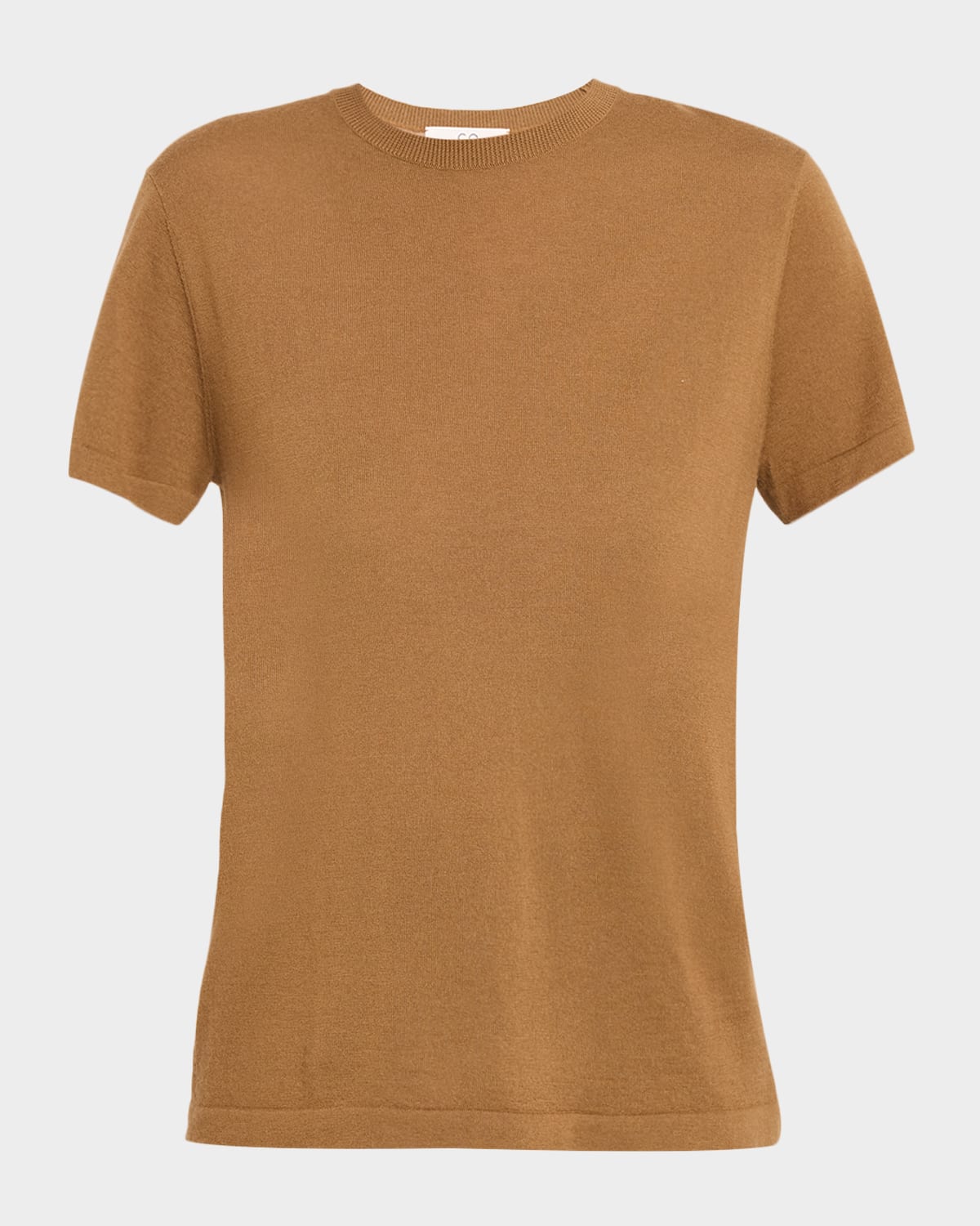 Co Short-Sleeve Cashmere Knit Crewneck Shirt