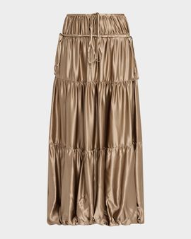 Co Soft Silk Gathered Midi Bubble Skirt