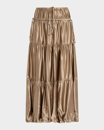 Co Soft Silk Gathered Midi Bubble Skirt