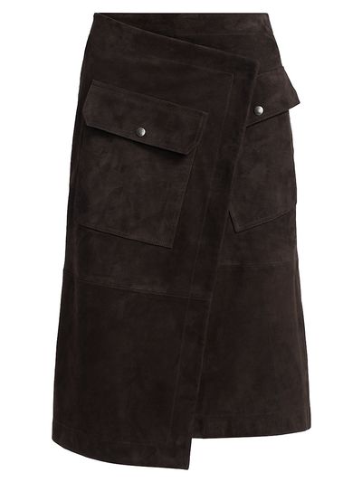 Co Women's Asymmetric Suede Wrap Midi-Skirt