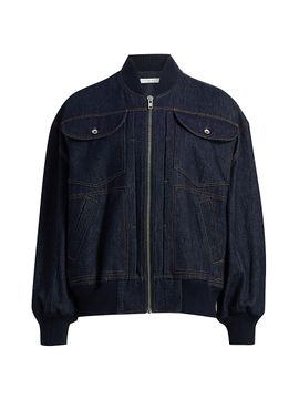 Co Women's Denim Cotton Bomber Jacket
