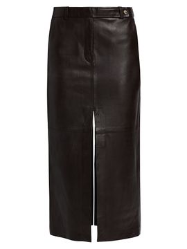 Co Women's Double Slit Leather Pencil Skirt