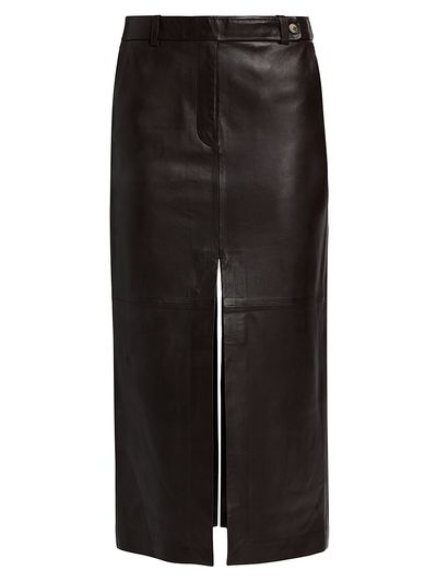 Co Women's Double Slit Leather Pencil Skirt