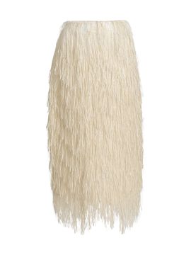 Co Women's Fringe Raffia Midi-Skirt