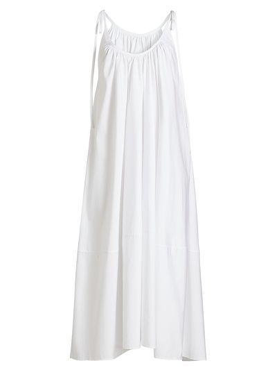 Co Women's Gathered Cotton Poplin Maxi Dress