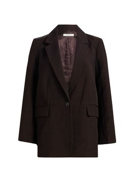 Co Women's Mens-Fit Linen-Blend Blazer