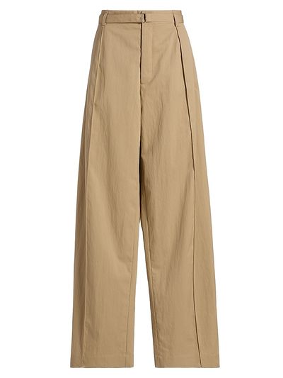 Co Women's Pleated Cotton-Blend Wide-Leg Pants