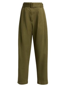 Co Women's Pleated Garment-Dyed Cotton Pants