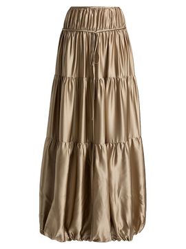 Co Women's Soft Silk Gathered Bubble Skirt