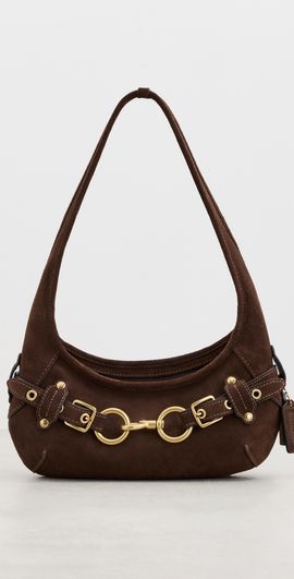 Coach Coach Belted Ergo Suede Shoulder Bag 26 Dark Chocolate One