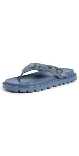 Coach Coach Brynn Thong Sandals Denim Crystals